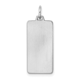 Rhodium-Plated Sterling Engravable Rectangular Satin Back Disc Charm QM508/18