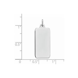 Rhodium-Plated Sterling Engravable Rectangular Satin Back Disc Charm QM508/27