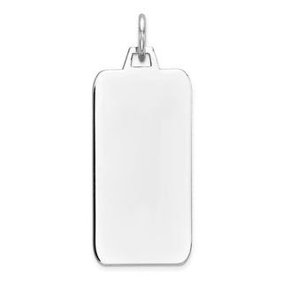 Rhodium-Plated Sterling Engravable Rectangular Satin Back Disc Charm QM508/27