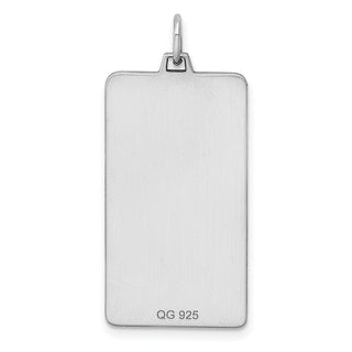 Rhodium-Plated Sterling Engravable Rectangular Satin Back Disc Charm QM509/27