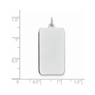 Rhodium-Plated Sterling Engravable Rectangular Satin Back Disc Charm QM509/35