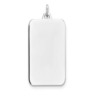 Rhodium-Plated Sterling Engravable Rectangular Satin Back Disc Charm QM509/35