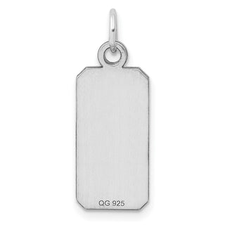 Rhodium-Plated Sterling Engravable Rectangular Satin Back Disc Charm QM510/35