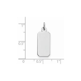Rhodium-Plated Sterling Engravable Rectangular Satin Back Disc Charm QM510/18