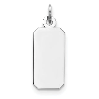 Rhodium-Plated Sterling Engravable Rectangular Satin Back Disc Charm QM510/35