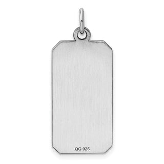 Rhodium-Plated Sterling Engravable Rectangular Satin Back Disc Charm QM511/27