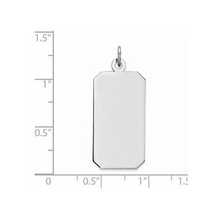 Rhodium-Plated Sterling Engravable Rectangular Satin Back Disc Charm QM511/35