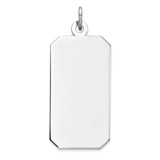 Rhodium-Plated Sterling Engravable Rectangular Satin Back Disc Charm QM511/35