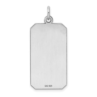 Rhodium-Plated Sterling Engravable Rectangular Satin Back Disc Charm QM512/35