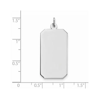 Rhodium-Plated Sterling Engravable Rectangular Satin Back Disc Charm QM512/27