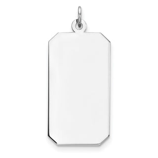Rhodium-Plated Sterling Engravable Rectangular Satin Back Disc Charm QM512/35