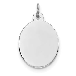 Sterling Silver Rhod-Plate Engravable Oval Polish Front-Satin Back Disc Charm