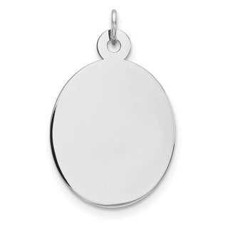 Sterling Silver Rhod-Plate Engravable Oval Polish Front/Satin Back Disc Charm