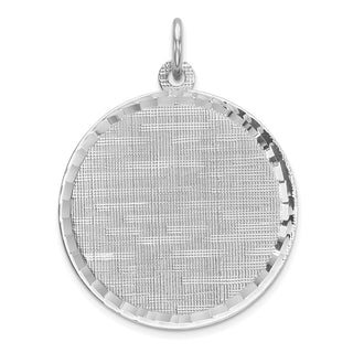 Sterling Engravable Round Patterned Satin Back Disc Charm QM518/18
