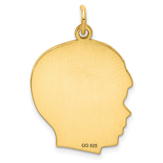 Gold-Plated Sterling Silver Engravable Boy Polished Disc Charm QM521G/50