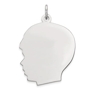 Rhodium-Plated Sterling Silver Engravable Boy Polished Front and Back Disc Charm