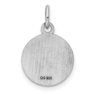 Sterling Silver Rhodium-plated Red Enamel Right Facing Boy Head Disc Charm QM525
