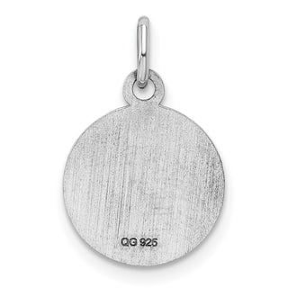 Sterling Silver Rhodium-Plate Blue Enamel Right Facing Boy Head Disc Charm QM526