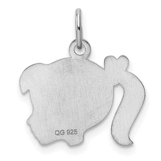 Sterling Silver Rhodium-Plate Purple Enamel Right Facing Girl Disc Charm QM530