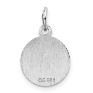 Sterling Silver Rhodium-Plate Pink Enamel Left Facing Girl Head Disc Charm QM535