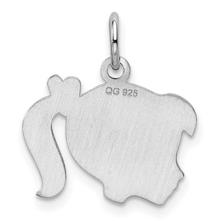 Sterling Silver Rhodium-Plate Purple Enamel Left Facing Girl Disc Charm QM538