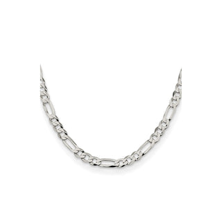 22" Sterling Silver 7.5mm Lightweight Flat Figaro Chain Necklace