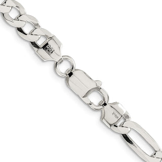 22" Sterling Silver 7.5mm Lightweight Flat Figaro Chain Necklace