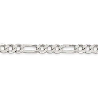 9" Sterling Silver 7.5mm Lightweight Flat Figaro Chain Bracelet