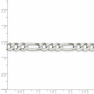 9" Sterling Silver 7.5mm Lightweight Flat Figaro Chain Bracelet