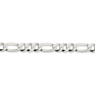 8" Sterling Silver 8.5mm Lightweight Flat Figaro Chain Bracelet