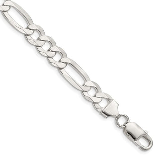 8" Sterling Silver 8.5mm Lightweight Flat Figaro Chain Bracelet