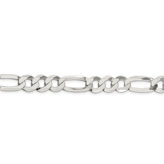 18" Sterling Silver 9.5mm Lightweight Flat Figaro Chain Necklace