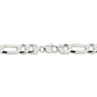 28" Sterling Silver 9.5mm Lightweight Flat Figaro Chain Necklace