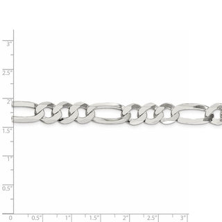18" Sterling Silver 9.5mm Lightweight Flat Figaro Chain Necklace
