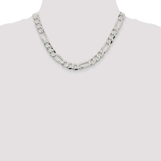 18" Sterling Silver 9.5mm Lightweight Flat Figaro Chain Necklace