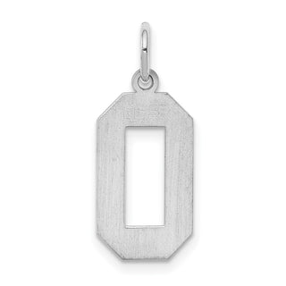 Sterling Silver Rhodium-plated Medium Polished Number 0 Charm