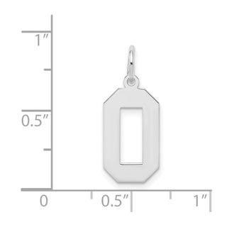 Sterling Silver Rhodium-plated Medium Polished Number 0 Charm