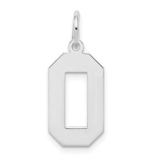 Sterling Silver Rhodium-plated Medium Polished Number 0 Charm