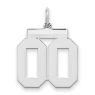 Sterling Silver Medium Polished Number Double 00 With Top Charm