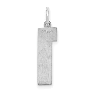 Sterling Silver Rhodium-plated Medium Polished Number 1 Charm