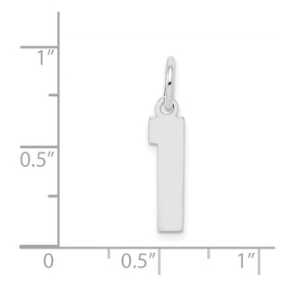 Sterling Silver Rhodium-plated Medium Polished Number 1 Charm