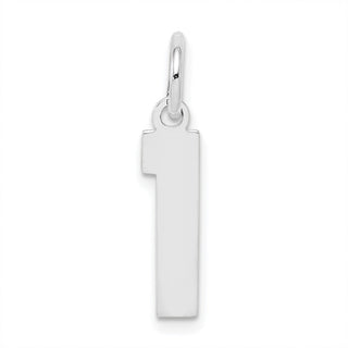 Sterling Silver Rhodium-plated Medium Polished Number 1 Charm