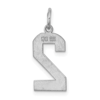 Sterling Silver Rhodium-plated Medium Polished Number 2 Charm