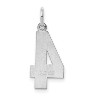 Sterling Silver Rhodium-plated Medium Polished Number 4 Charm