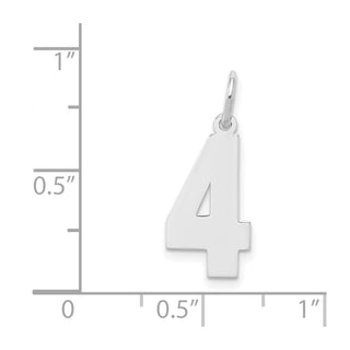 Sterling Silver Rhodium-plated Medium Polished Number 4 Charm