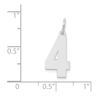 Sterling Silver Rhodium-plated Medium Polished Number 4 Charm