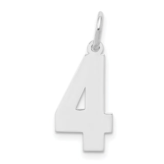 Sterling Silver Rhodium-plated Medium Polished Number 4 Charm