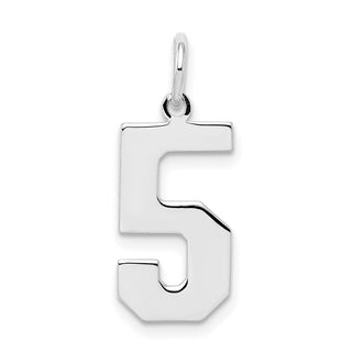 Sterling Silver Rhodium-plated Medium Polished Number 5 Charm
