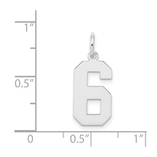 Sterling Silver Rhodium-plated Medium Polished Number 6 Charm
