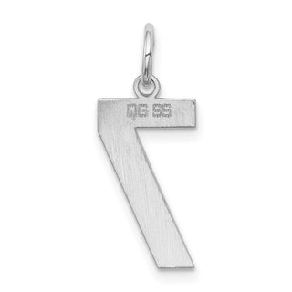 Sterling Silver Rhodium-plated Medium Polished Number 7 Charm